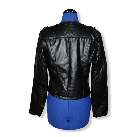 Black Faux Leather Moto Jacket - Picture 3 of 4